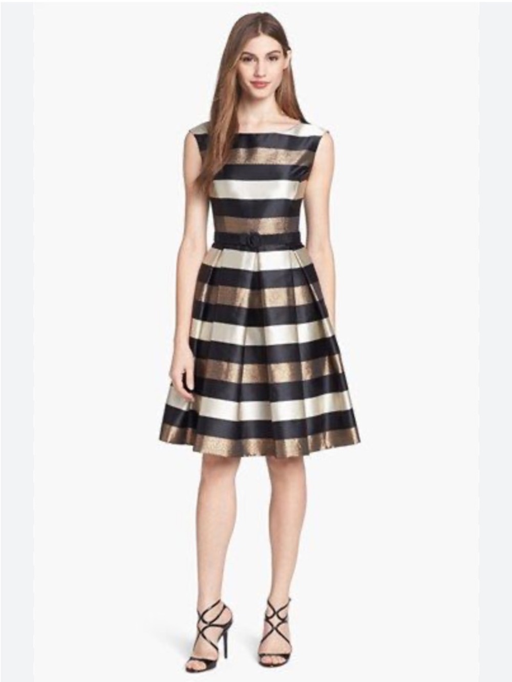 Eliza J Black, and gold flare dress size 4